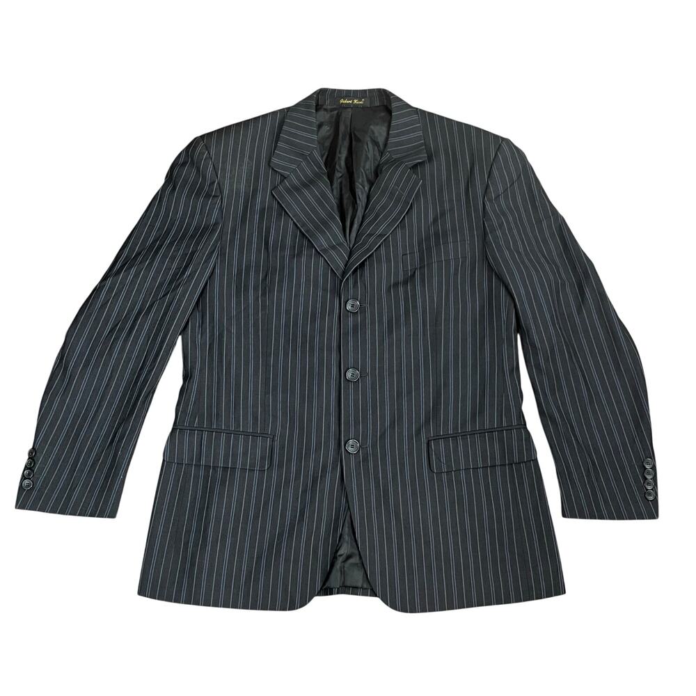 Richard Harris Black Stripe Suit Jacket Sport Coat Blazer 40R